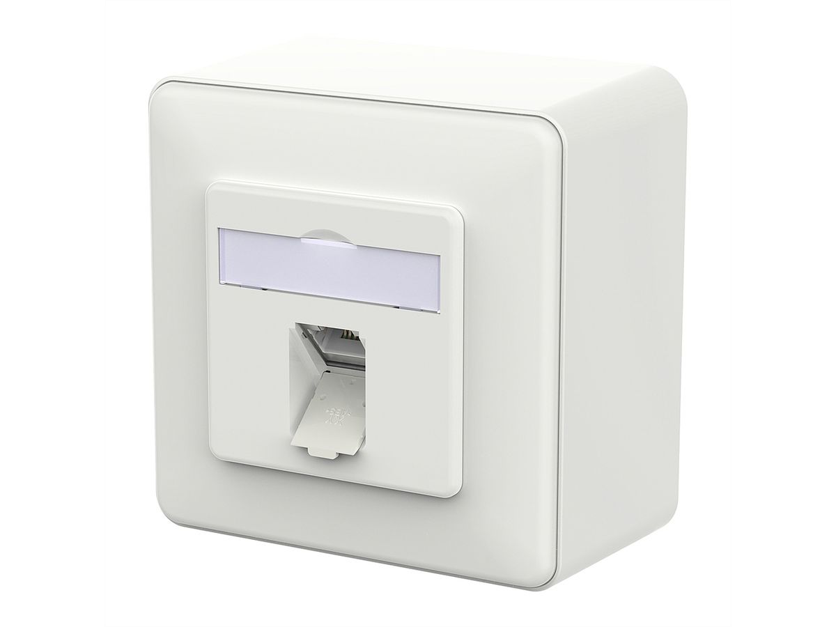 METZ CONNECT E-DAT C6A LSA++ Prise, 1 port, apparent (AP), blanc signalisation brillant