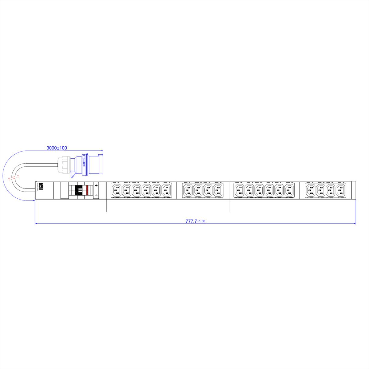 BACHMANN IT PDU ALU 1U 20x C13 2x CEE 32A bleu
