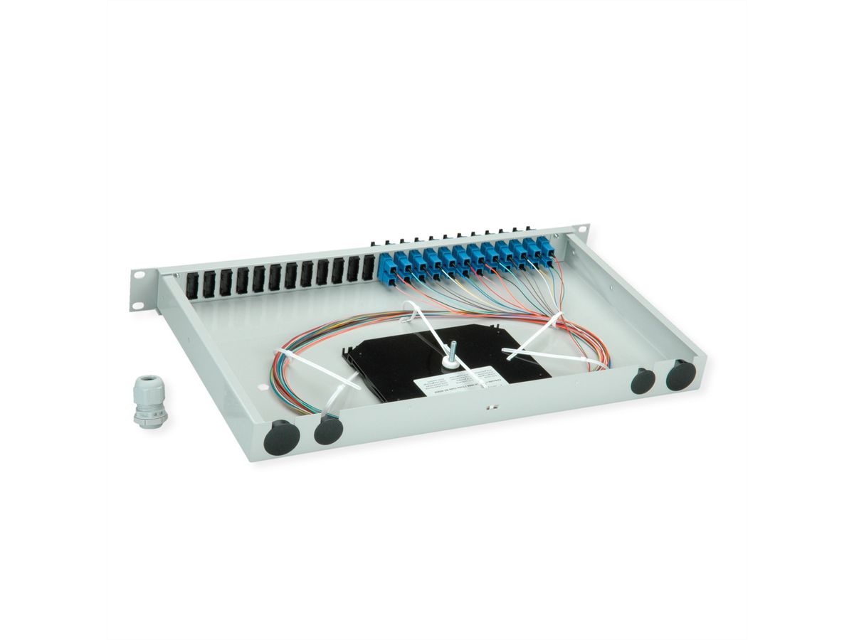TELEGÄRTNER BASIS eco Panneau FO avec coupleurs et pigtails, 12x SC Duplex, bleu, OS2 PC, Grade C