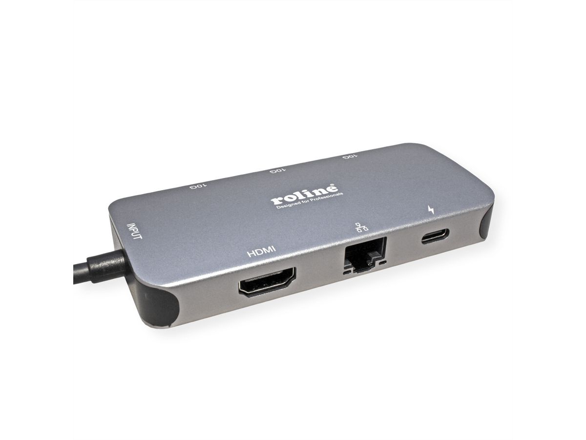 ROLINE Station d'accueil USB 3.2 Gen 2 multiports de type C, HDMI 4K, LAN -  SECOMP France