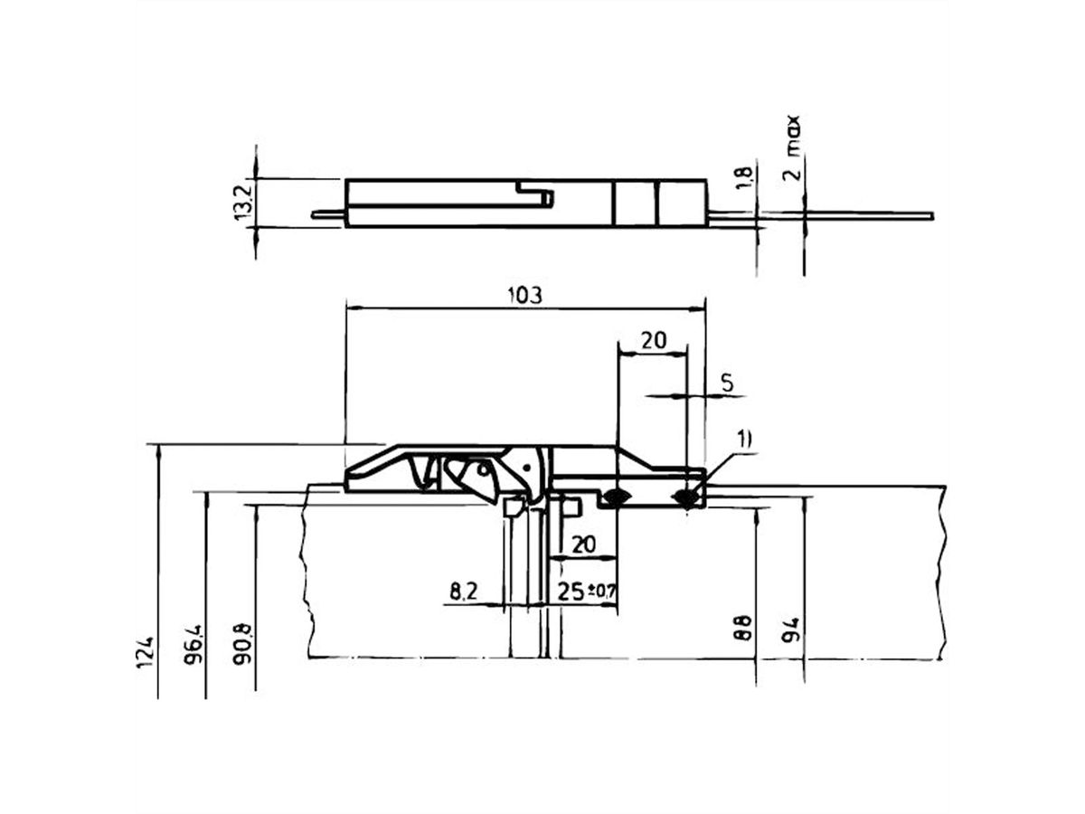 Adaptateur de test SCHROFF Rail de guidage, court, avec levier de verrouillage