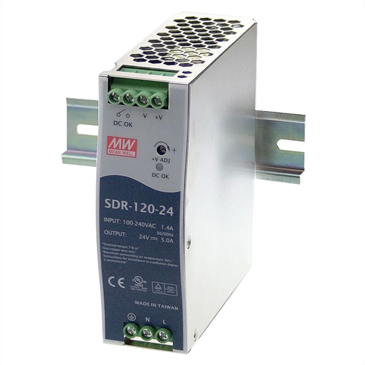 Mean Well SDR-120-24  Alimentation Glissières DIN 120W 24V DC