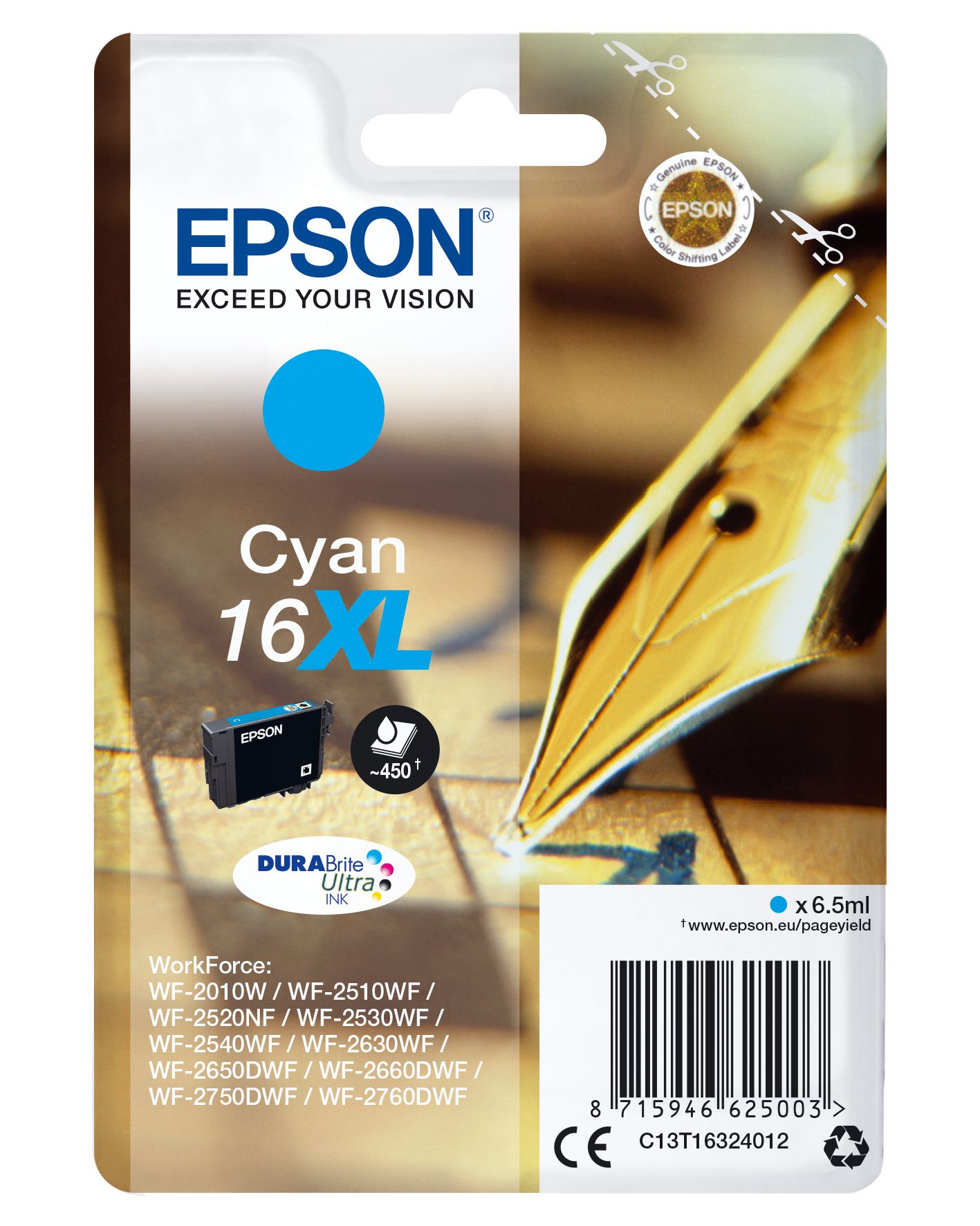 Epson Cartouche "Stylo à plume" - Encre Durabrite C (XL)