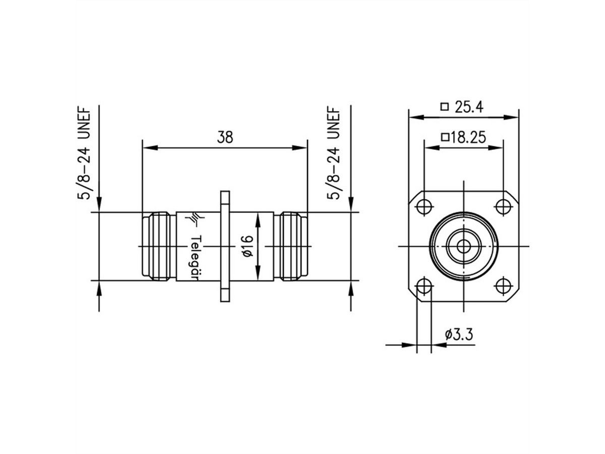 TELEGÄRTNER Connecteur N encastrable femelle/femelle, IP68