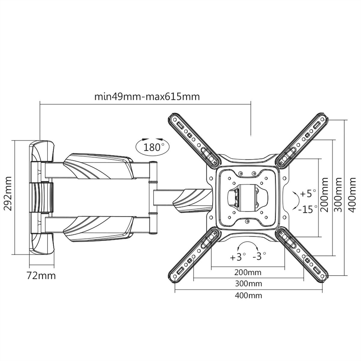 VALUE Support pour écran LCD, montage mural, 4 pivots