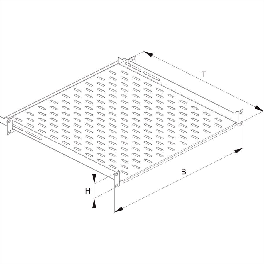CONTEG Etagère 19", 1U, noire, 435 x 550 mm, max. 15kg
