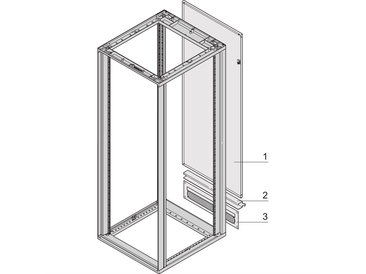 Panneau arrière Novastar SCHROFF avec passage de câbles, RAL 7035, 25 U 553W