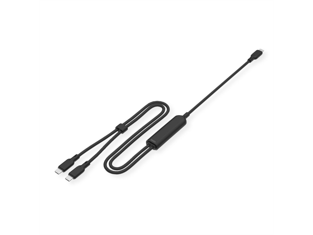 VALUE Câble de chargement USB2.0 en Y, Type C vers 2x C, M/M, max. 100W, noir, 1,8 m