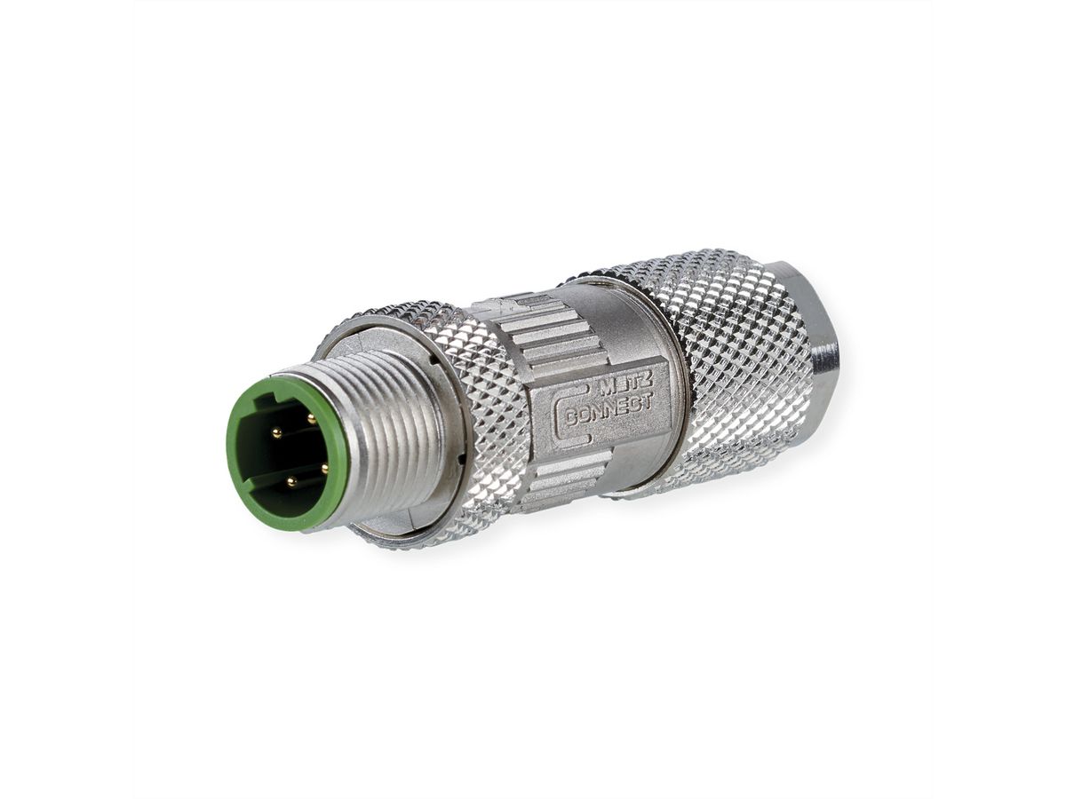 METZ CONNECT Connecteur M12, codage D, IP67, à confectionner sur site, droit