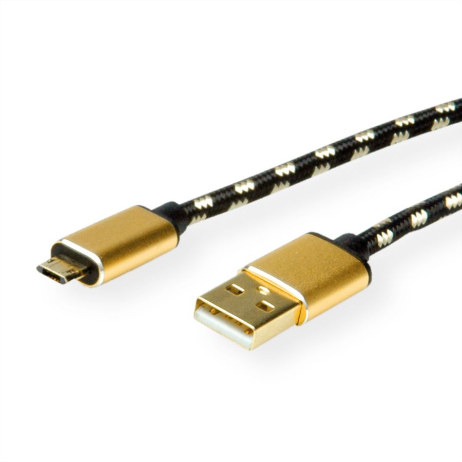 ROLINE GOLD Câble USB 2.0, USB A mâle - Micro USB B mâle, 1,8 m
