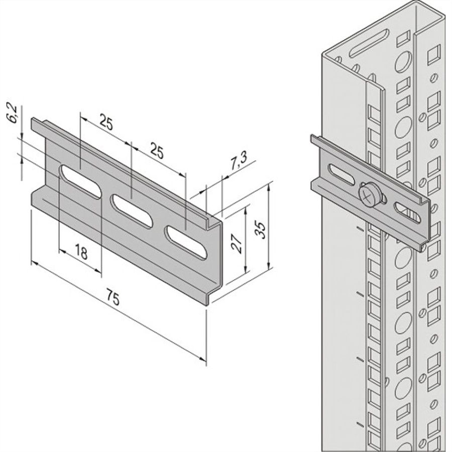 Rail DIN SCHROFF pour thermostat avec capteur de température intégré