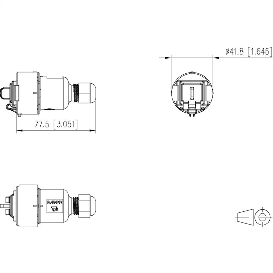 METZ CONNECT E-DAT Industry IP67 V6 Coupleur de câbles, 1 port Cat.6A - C6Amodul
