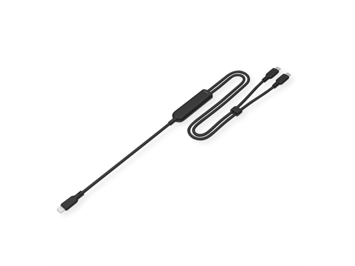 VALUE Câble de chargement USB2.0 en Y, Type C vers 2x C, M/M, max. 100W, noir, 1,8 m