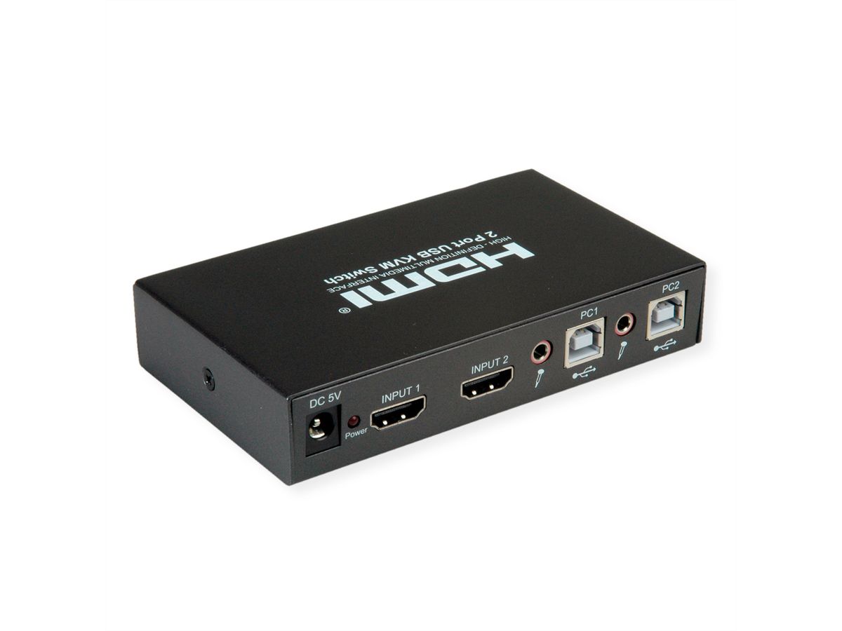 ROLINE Switch KVM, 2 PCs, HDMI 4K, USB