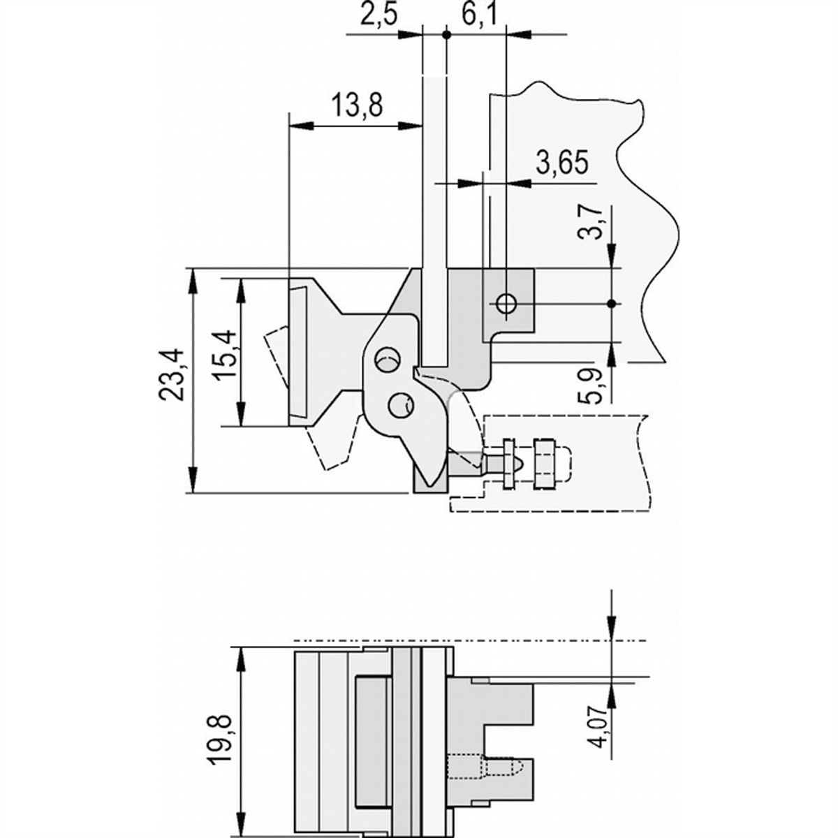 Poignée d'extracteur SCHROFF, forme trapézoïdale, type 2, RAL 9005, sans goupille d'alignement