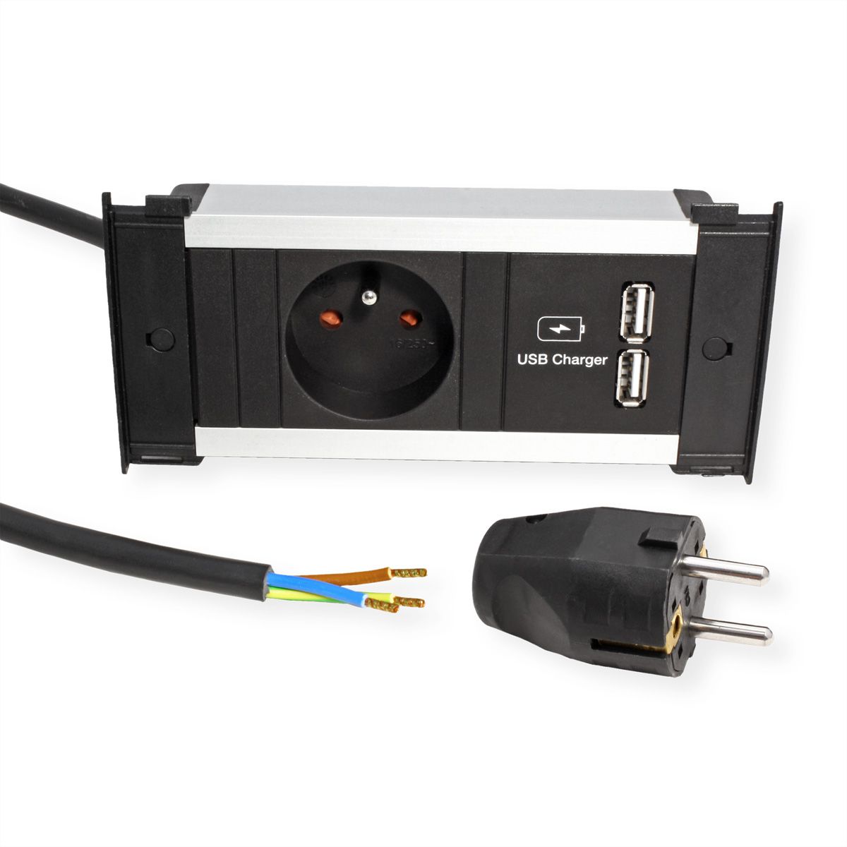 BACHMANN KAPSA XS 1xUTE 1xUSB courant 2,0m AEH CEE7/7
