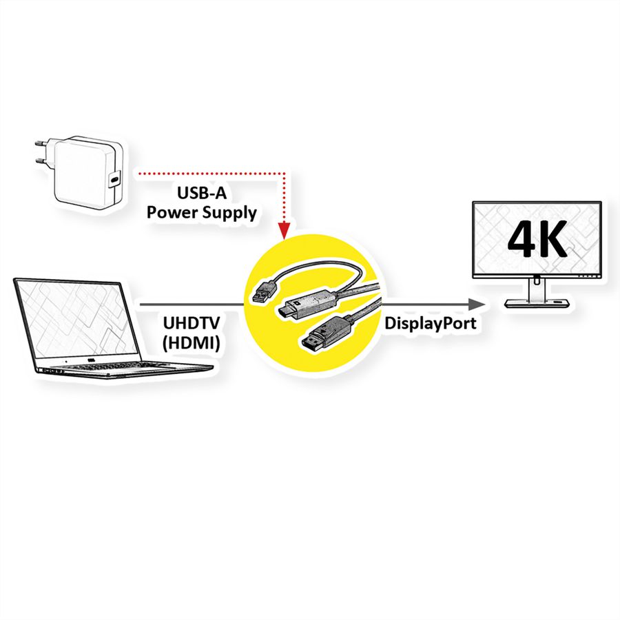 ROLINE Câble UHDTV - DisplayPort, M/M, noir, 2 m