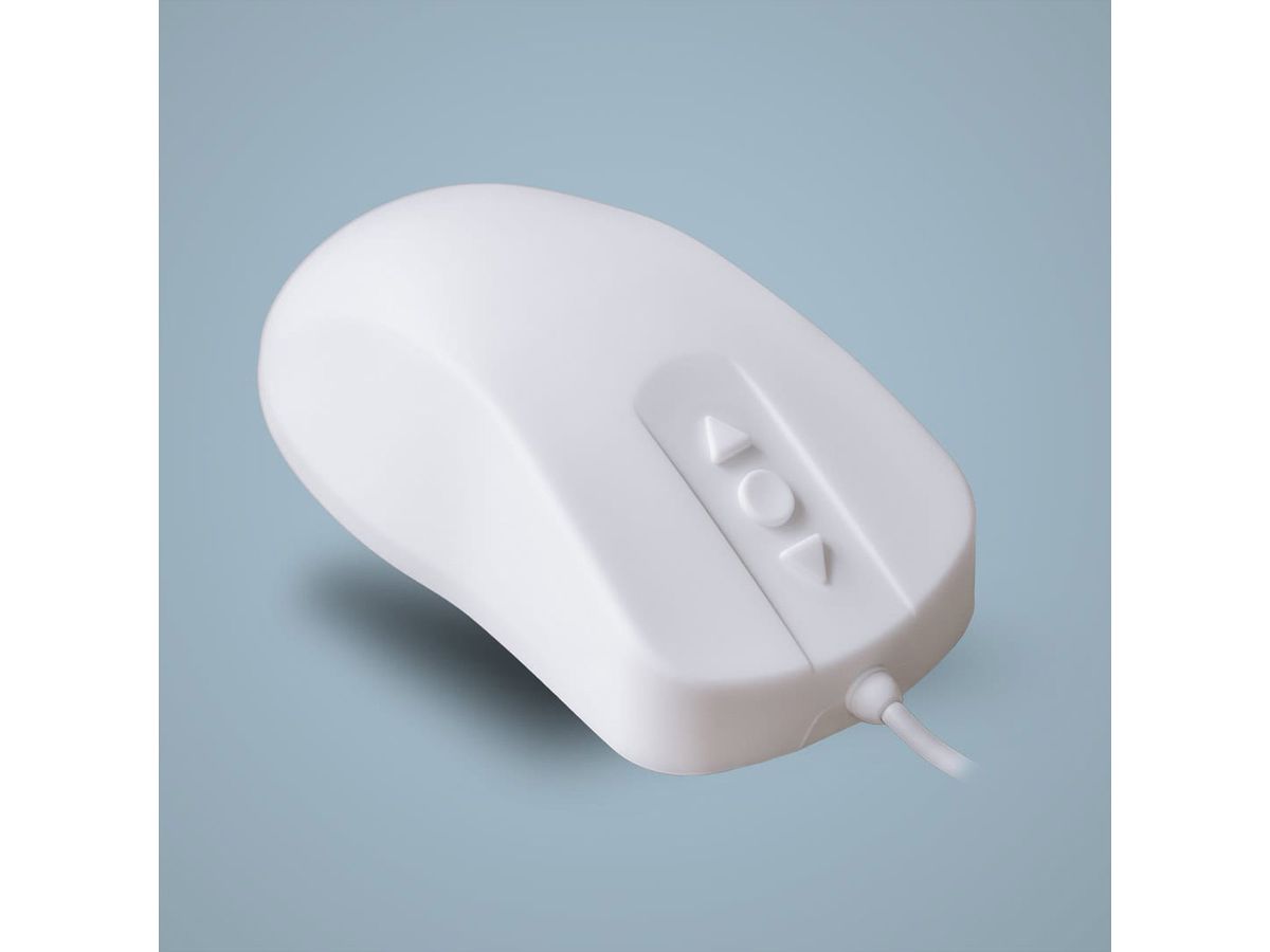 CHERRY MEDICAL KEY Souris hygiénique optique à 5 touches avec molette sensorielle IP68 USB blanche