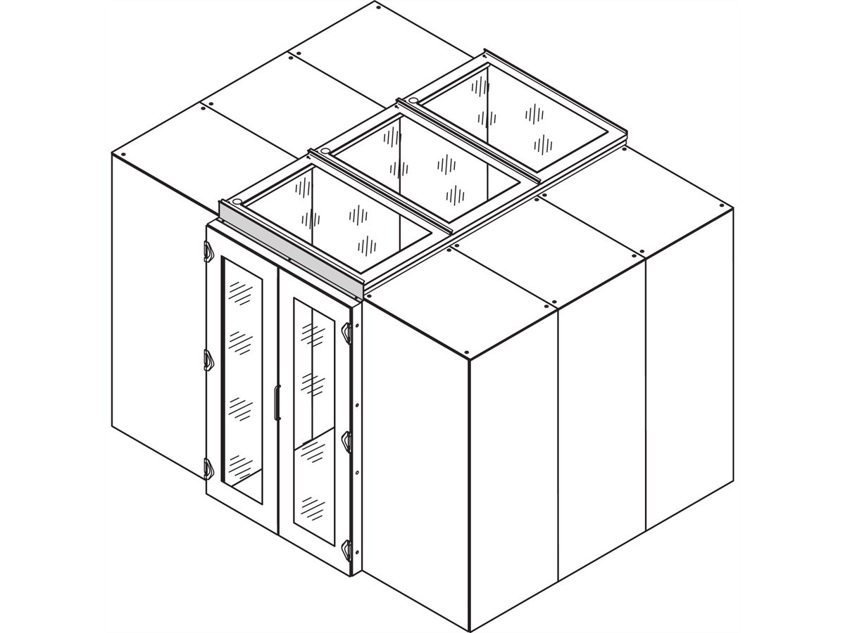 SCHROFF Masque de recouvrement de porte d'allée pour hauteurs inégales, panneau d'adaptation de porte battante, 45H