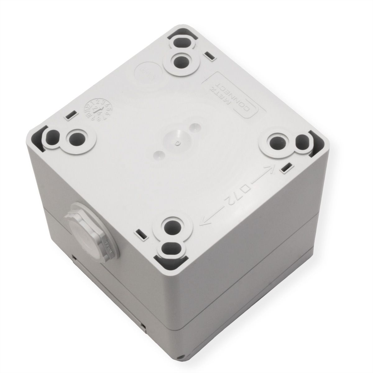 METZ CONNECT Boîtier apparent pour module IP44 , Couvercle rabattable + serrure, 2 ports non équipés , gris