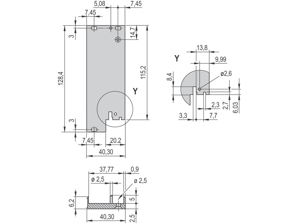SCHROFF Plug-In Unit Kit avec poignée IEL pour E/S arrière, blindé, noir, 3 U, 8 HP