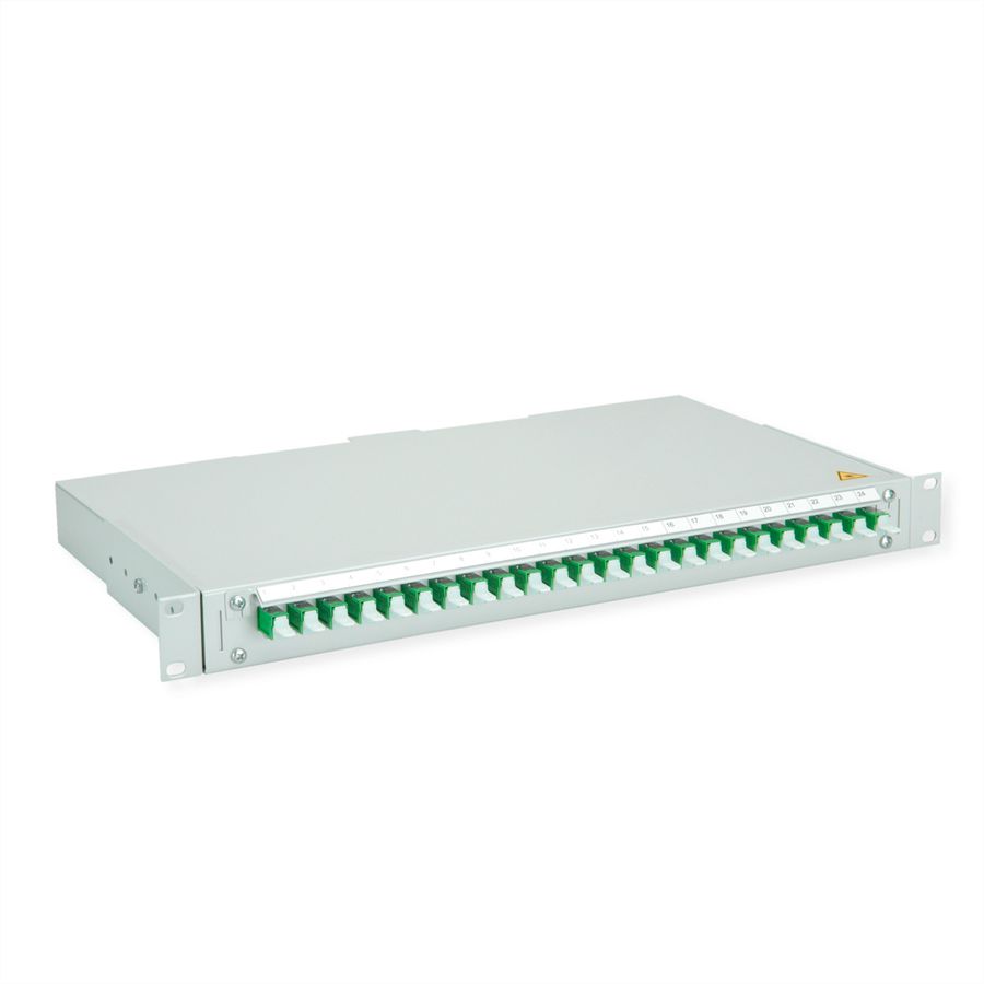 TELEGÄRTNER BASIS V Panneau fibre optique avec coupleurs & Pigtails , 24x E2000, OS2 vert APC