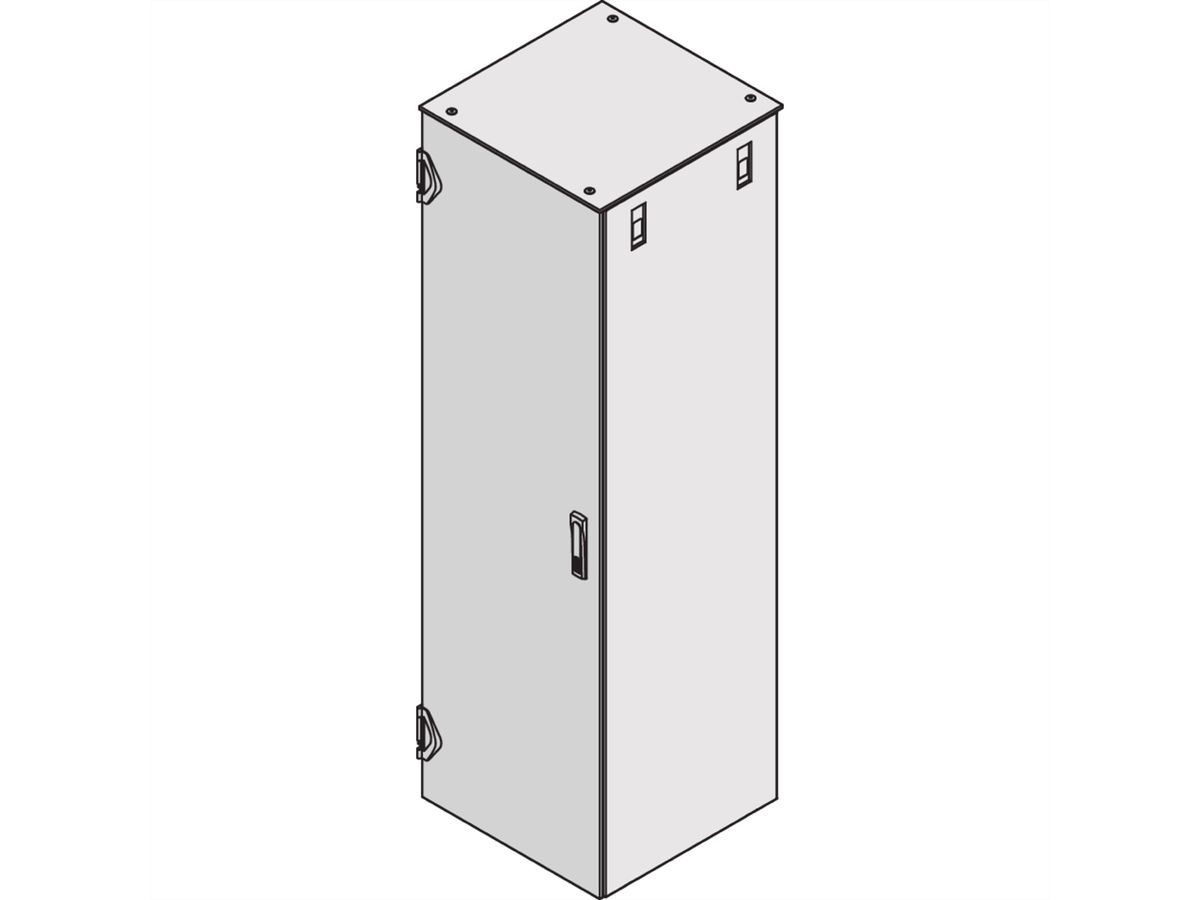 Porte acier Varistar SCHROFF, neutre, IP 20, verrouillage 1 point, raidisseur central, RAL 7021, 1800H 600W