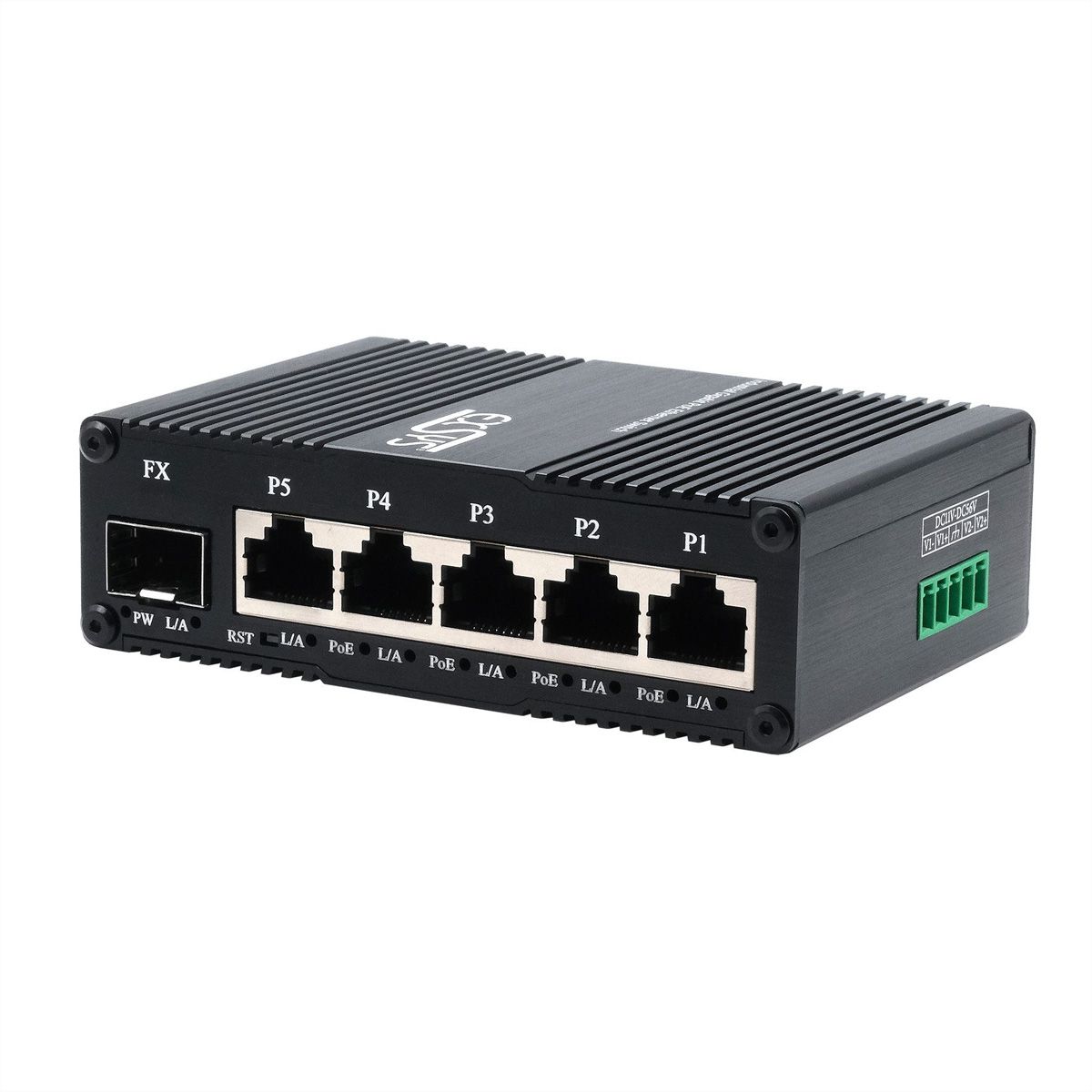 EXSYS EX-62030MPoE-SFP Mini Switch Gigabit SFP PoE+ industriel 5+1 ports, géré par le Web