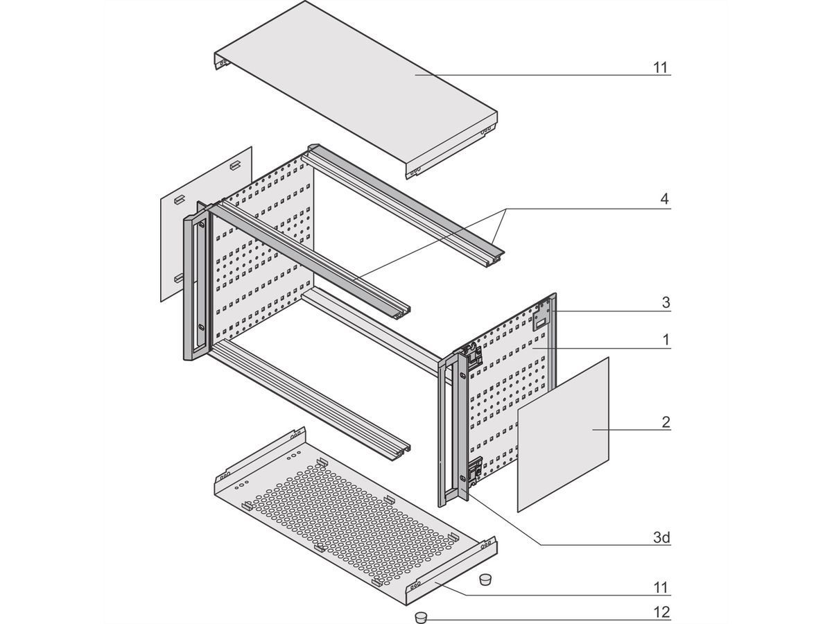 SCHROFF RatiopacPRO Coffret de montage en rack 19", blindage rétrofitable avec poignées, 4 U, 84 CV, 315 mm