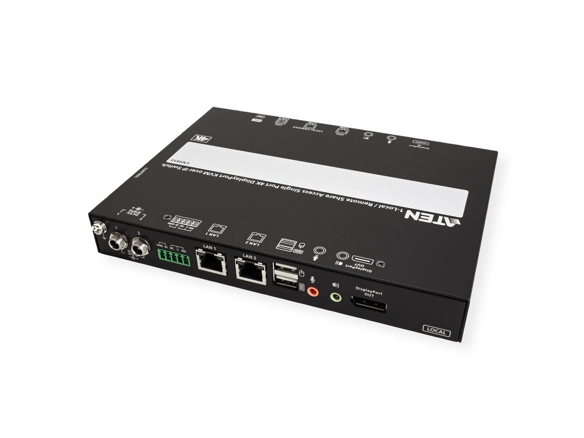 ATEN CN9950 1 Commutateur KVM DisplayPort 4K à un port sur IP accès de partage local/distant