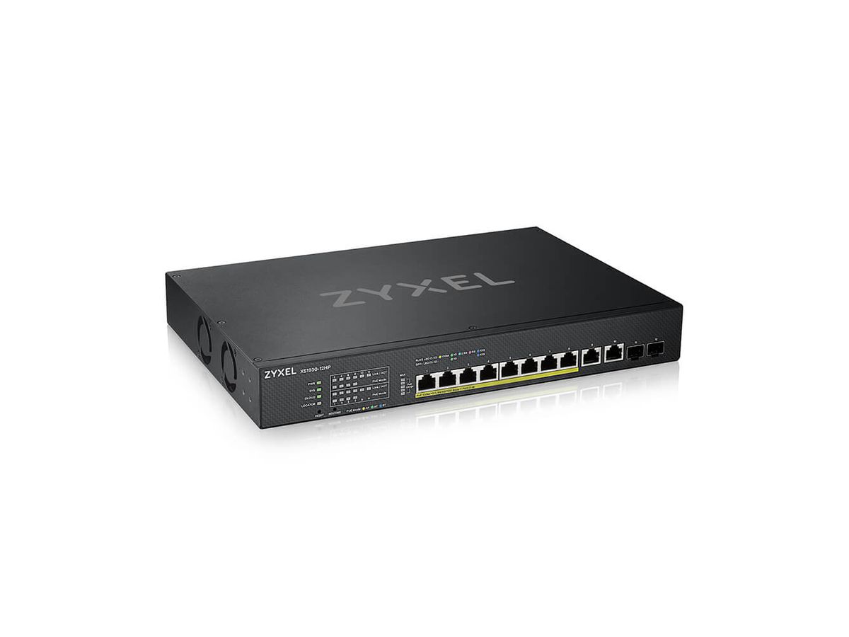 Zyxel XS1930-12HP-ZZ0101F commutateur réseau Géré L3 10G Ethernet (100/1000/10000) Connexion Ethernet, supportant l'alimentation via ce port (PoE) Noir