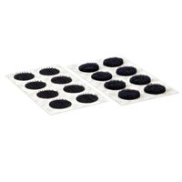 VELCRO® Boutons ronds 16mm x 16 noirs, crochets & velours autocollants