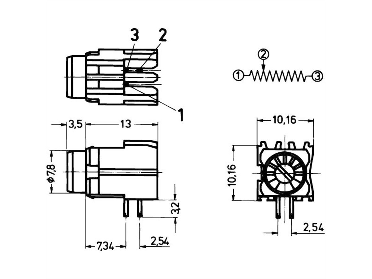 SCHROFF Potentiomètre en cermet, 100 kOhm