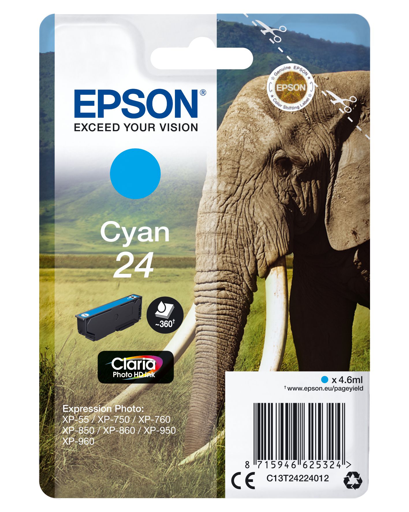 Epson Cartouche "Eléphant" - Encre Claria Photo HD C
