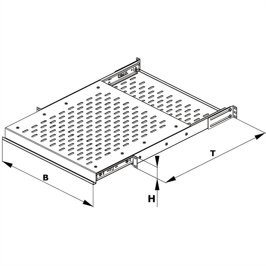 CONTEG Etagère 19" télescopique, 435 x 505 mm, 80kg