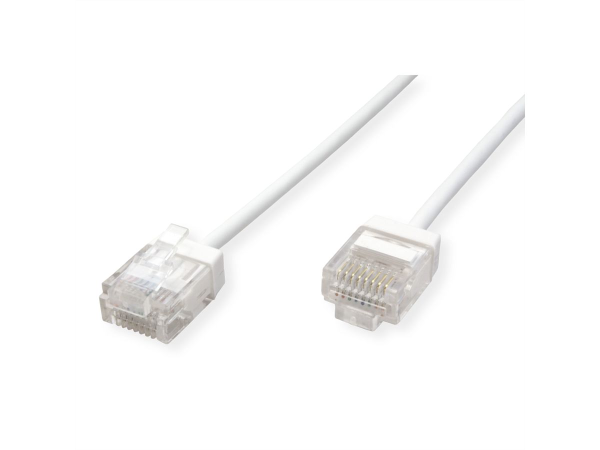 ROLINE Cordon Data Center UTP Cat.6A (Classe EA), LSOH, slim, pour chemins très courts, blanc, 2 m