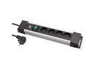 BACHMANN CONNECTUS 4xUTE , 1xinterrupteur 2,0m CEE7/7 gris