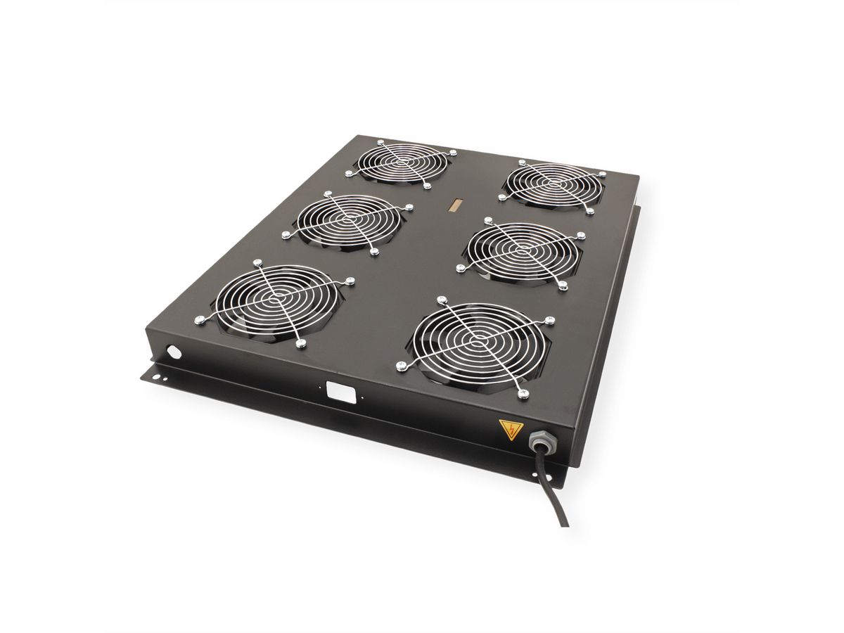 ROLINE 19" Unité de ventilation de toit, 6 ventilateurs, ON/OFF, pour baie serveur par serie, noir