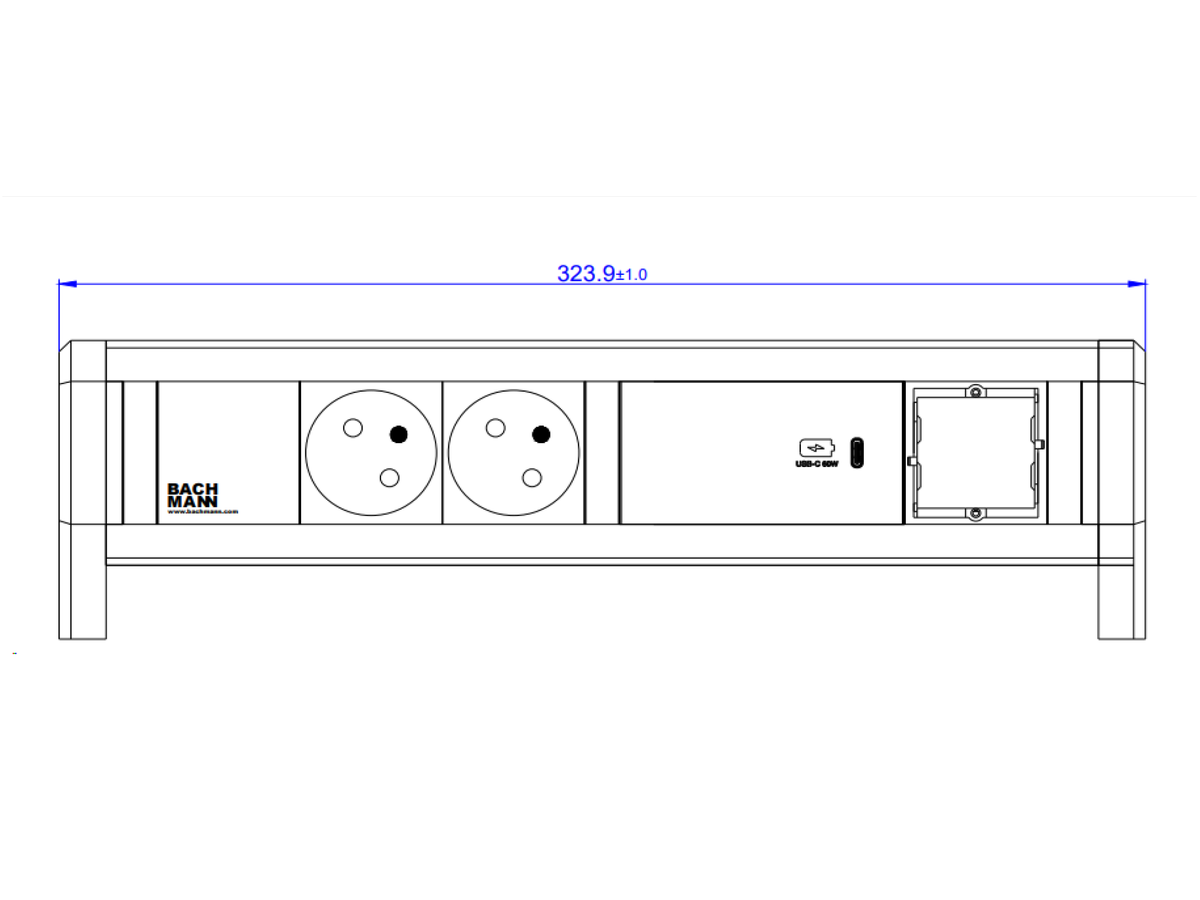 BACHMANN DESK 2xUTE 1xUSB C 60W 1xCM GST18