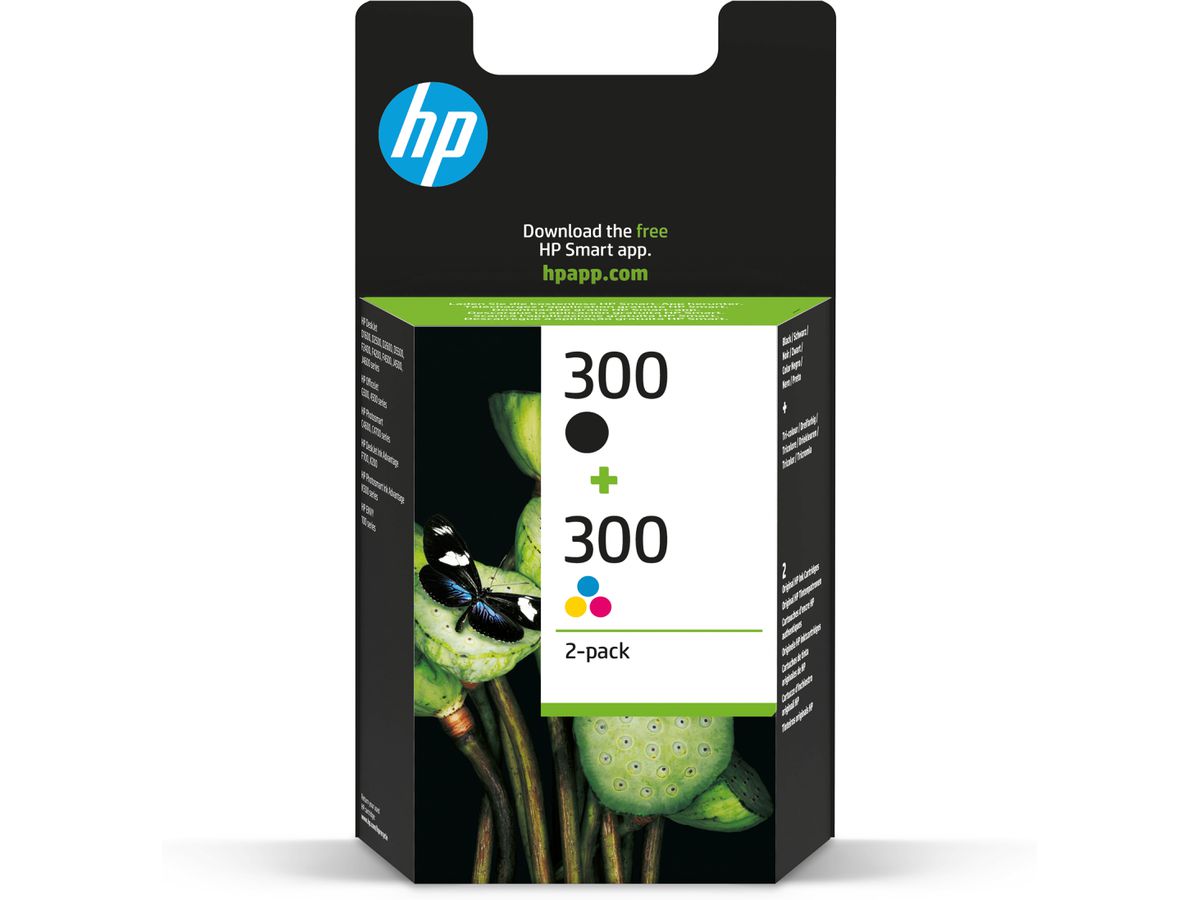 HP 300 pack de 2 cartouches d'encre noir/trois couleurs authentiques