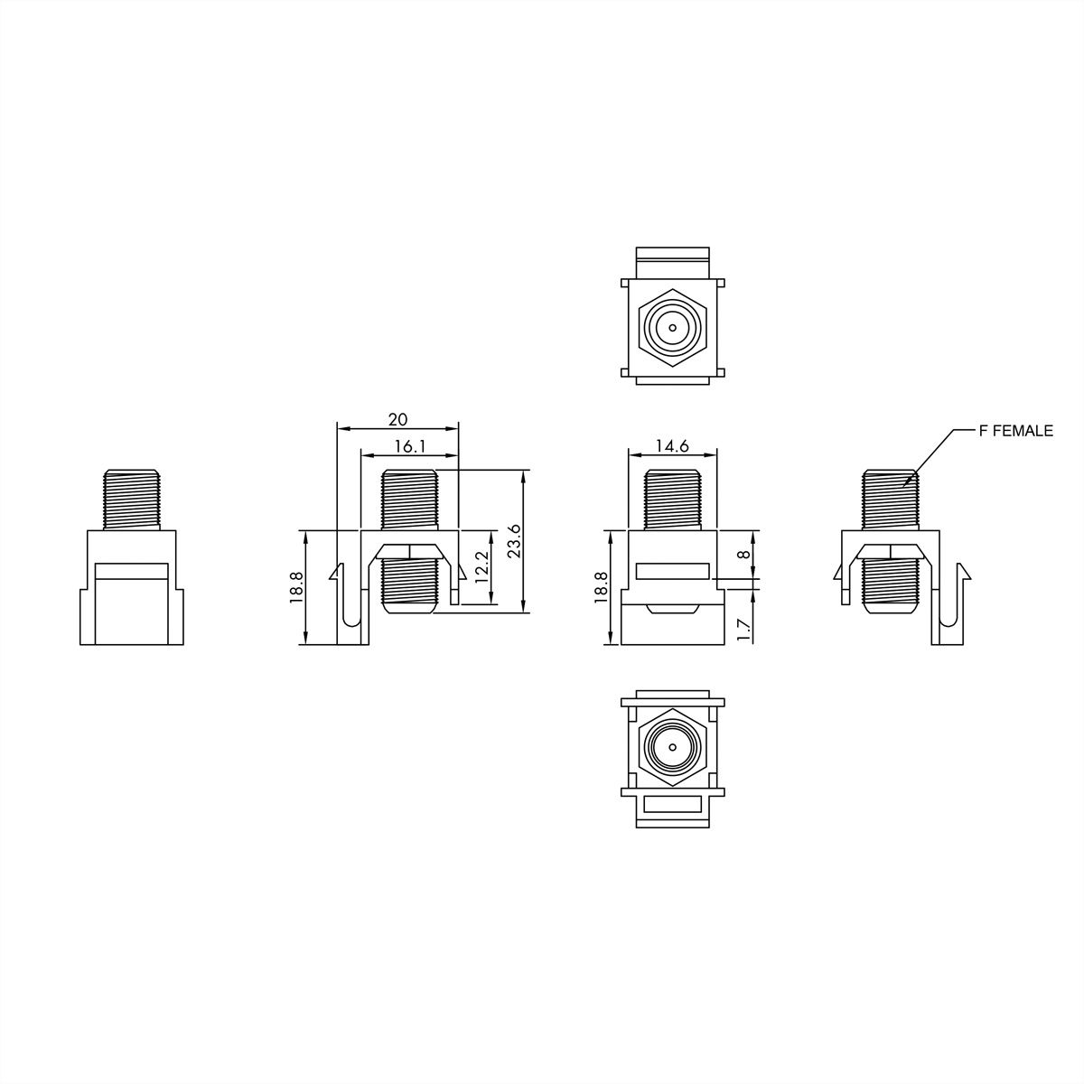 VALUE Coupleur Keystone type F, plastique