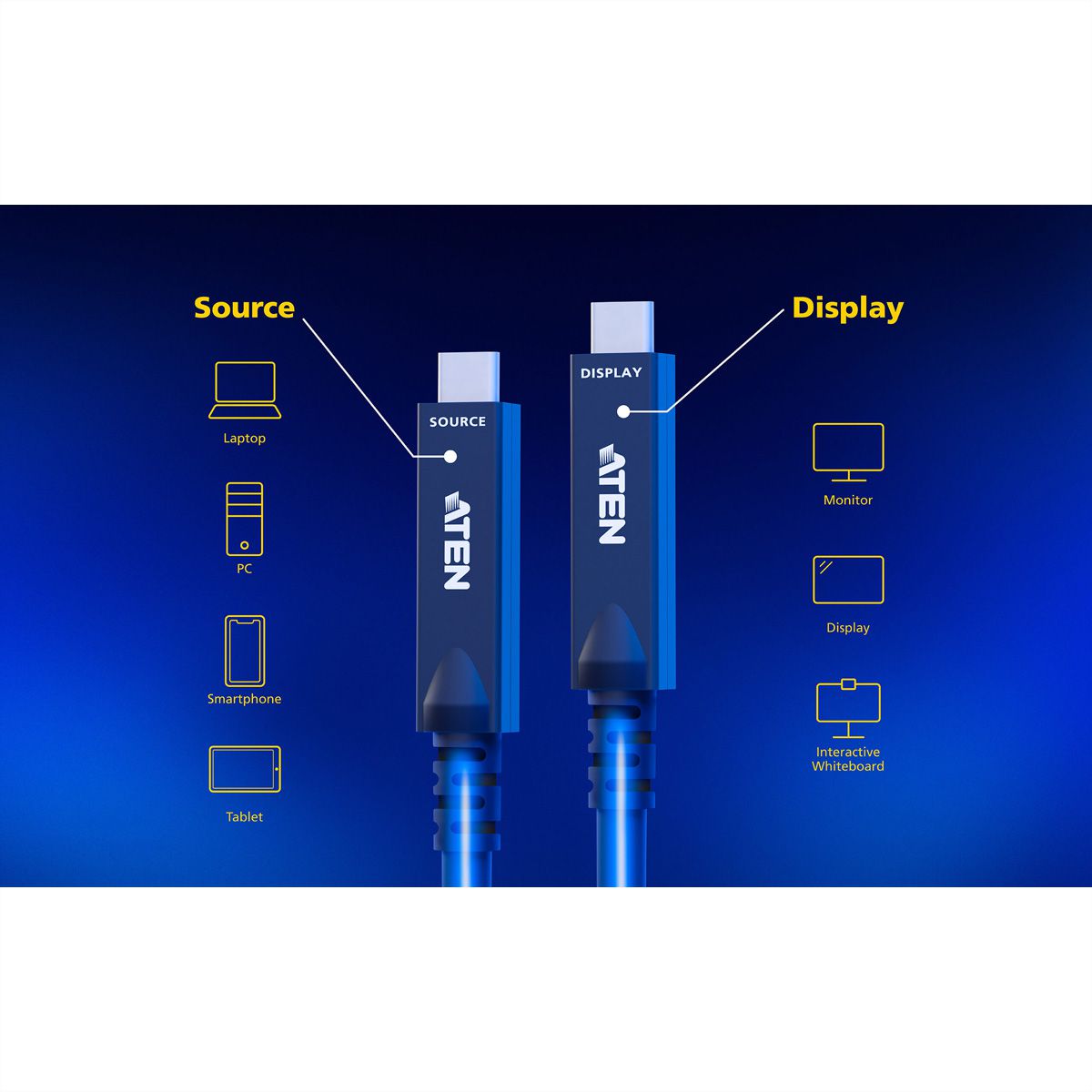 ATEN UE3415F Câble optique actif USB-C Ultra HD, noir, 15 m