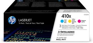 HP 410XLaserJet, lot de 3 cartouches de toner grande capacité authentiques, cyan/magenta/jaune