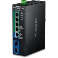 TRENDnet TI-PG743Bi Switch industriel Rail DIN Gigabit PoE+ L2 administrable à 7 ports 24 – 57V