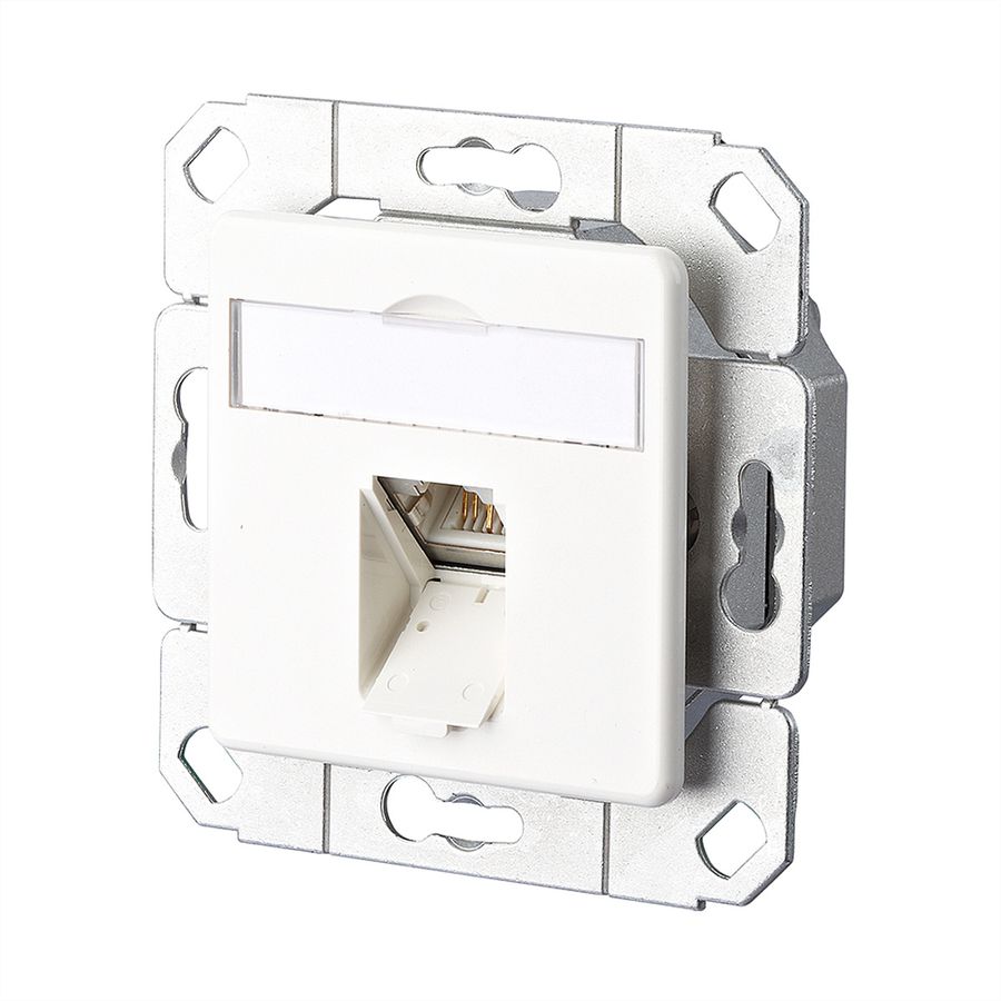 METZ CONNECT E-DAT C6 Prise, 1 port, goulotte encastrée (UPk), blanc pur