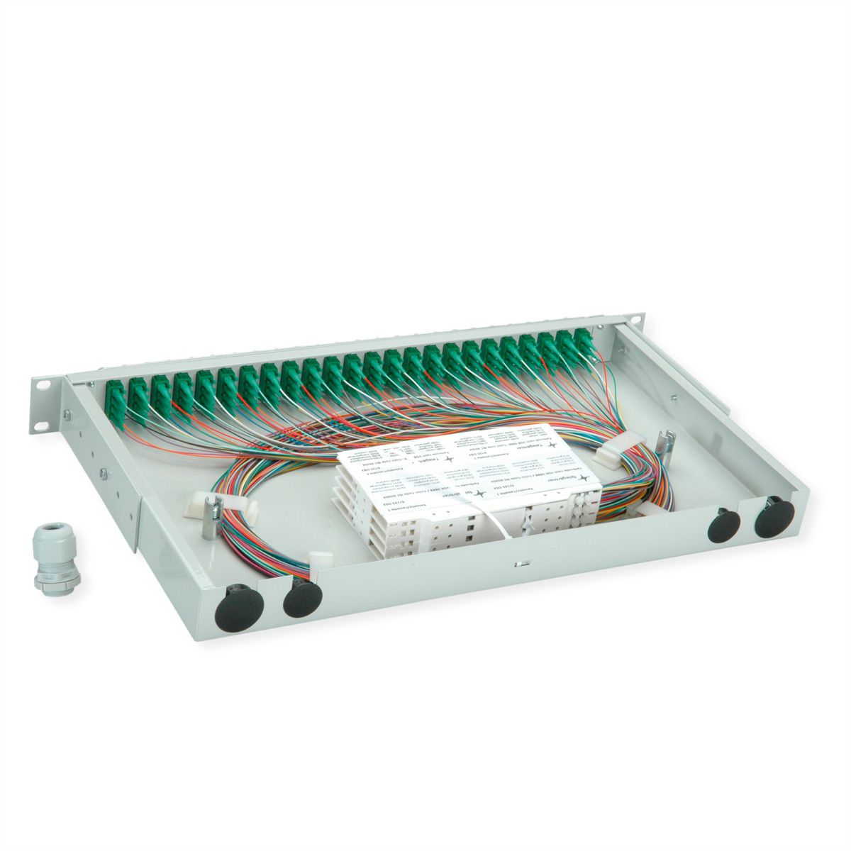 TELEGÄRTNER BASIS V Panneau fibre optique avec coupleurs & Pigtails , 24x LC Quad, vert, OS2 APC