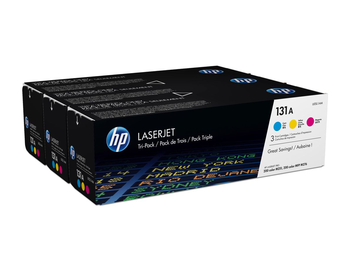 HP Lot de 3 toners authentiques cyan/magenta/jaune LaserJet 131A