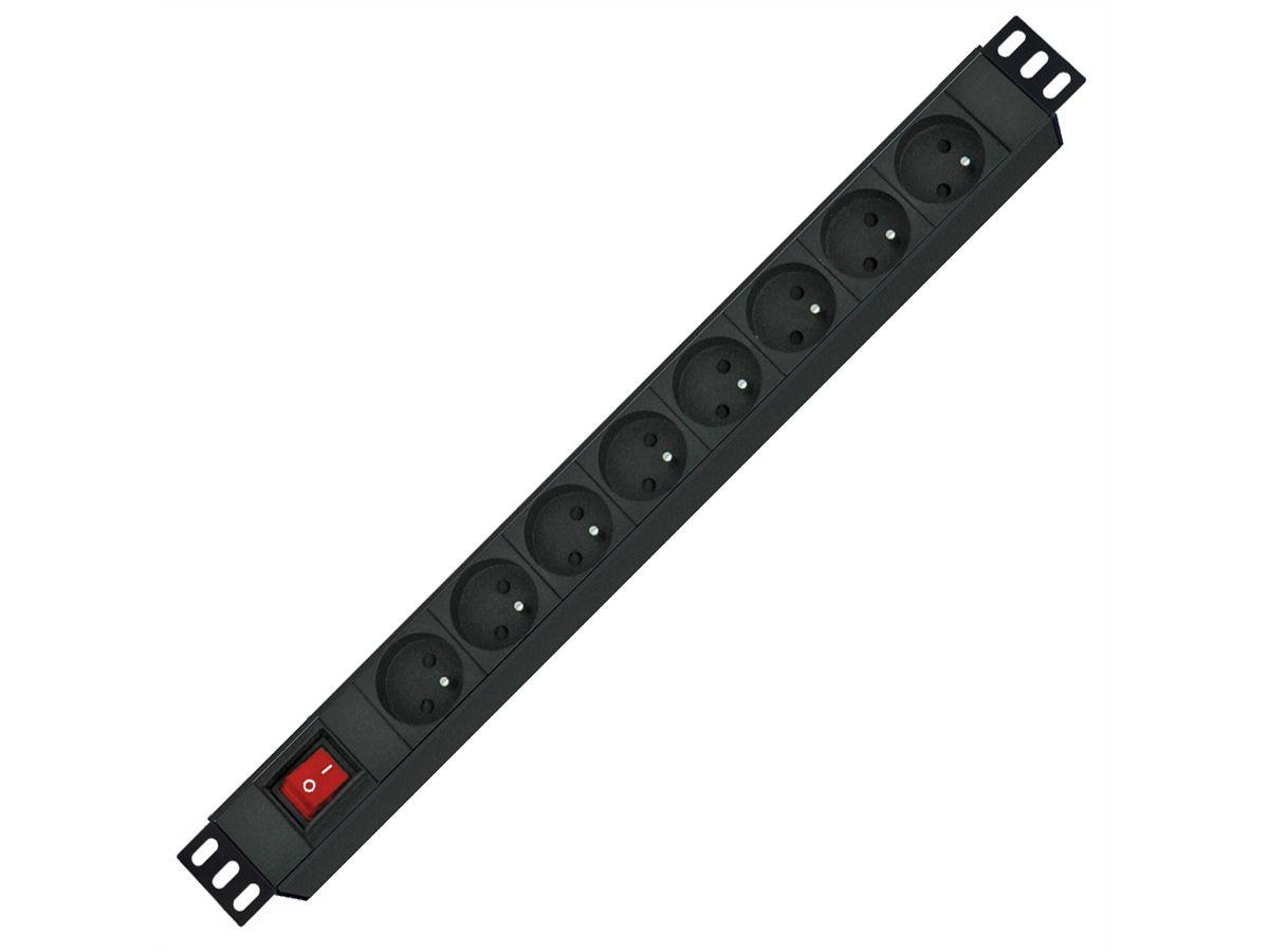 ROLINE Prise multiple 19", 8 ports, avec interrupteur, noir, 2 m