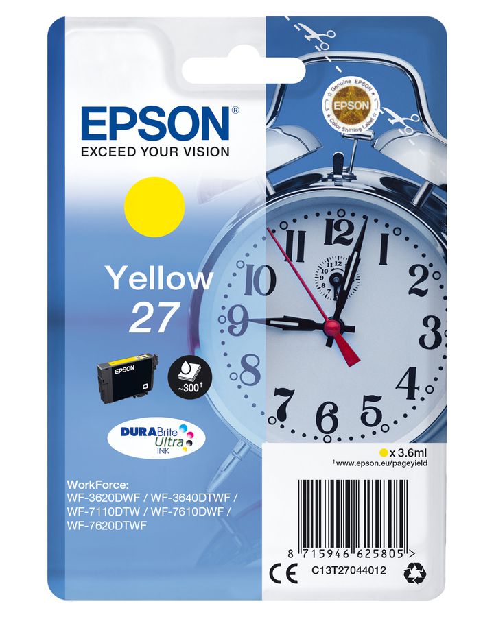 Epson Singlepack Yellow 27 DURABrite Ultra Ink