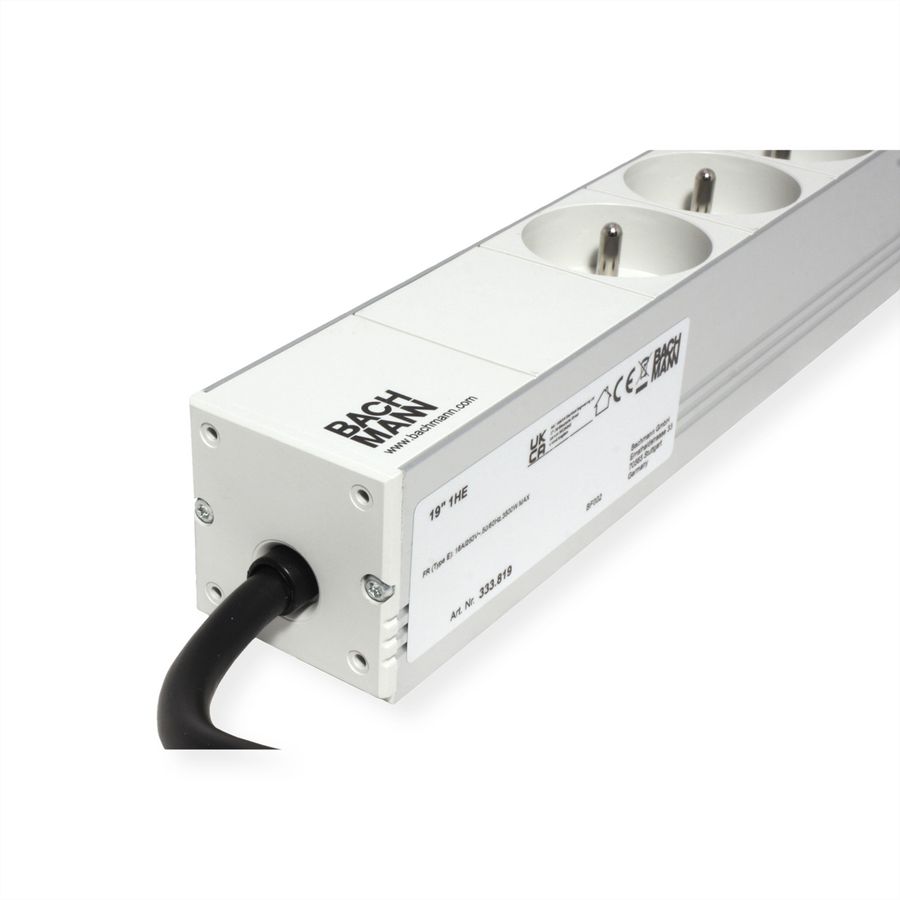 BACHMANN 19" 1UH 8xUTE 1xBornier, Avec câble ouvert de 10cm